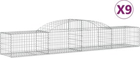 vidaXL Coșuri gabion arcuite, 9 buc., 300x50x40/60 cm, fier galvanizat