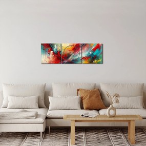 Tablou – Abstracție cu roșu (cu ceas) (90x30 cm)