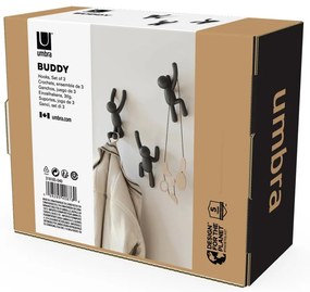 Cârlige 3 buc. de montat pe perete din plastic Buddy – Umbra