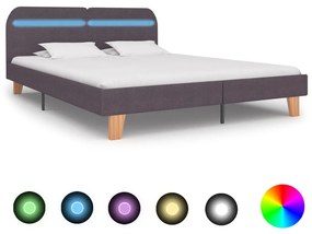 Cadru de pat cu LED-uri, gri taupe, 160x200cm, material textil Gri taupe, 160 x 200 cm