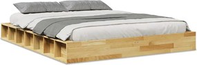 vidaXL Cadru de pat fără saltea 135x190 cm din lemn masiv de stejar