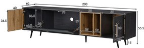 Mobilier TV cu textură gri, 3 uși și spațiu deschis, Gri | Aosom Romania