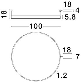Lustra/Plafoniera LED dimabila design circular MOTIF Black 100cm