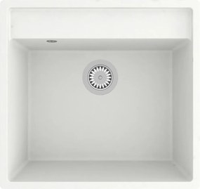 vidaXL Chiuvetă de bucătărie cu orificiu de preaplin, alb, granit