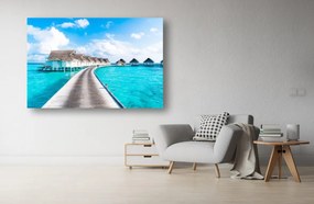 Tablou Canvas - Casute la mare in Maldive