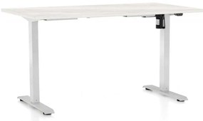 Masă înălțime reglabilă OfficeTech A, 120 x 80 cm, picioare albe, frasin alb