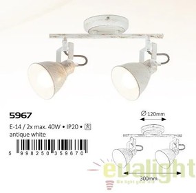 Plafoniera, Lustra cu 2 spoturi design VINTAGE, finisaj alb antic, Vivienne 5967 RX