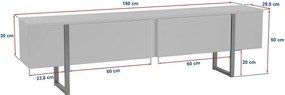 Comodă TV în culoare naturală închisă cu aspect de lemn de nuc 180x50x29,5 cm Serenity – Kalune Design