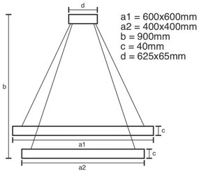 Lustră LED dimabilă pe cablu LED/90W/230V 3000-6500K + telecomandă