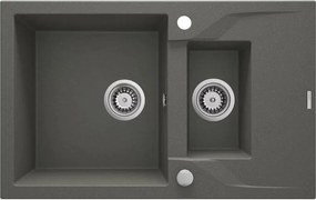Chiuveta granit Deante Andante 2 cuve cu picurator 49x78 cm antracit