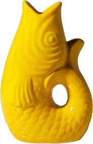 Vaza galbena, din ceramica, forma de peste, H20cm Stone