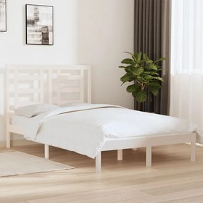 3104319 vidaXL Cadru de pat mic dublu, alb, 120x190 cm, lemn masiv