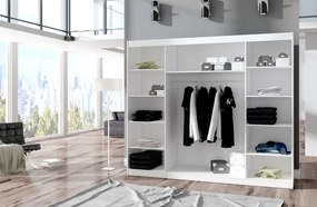 Dulap cu usi glisante si oglinda + iluminare LED, Sharon 250 + LED, 250 cmx200 cmx58 cm, ADRK Furniture (Culoare: Ciocolata)