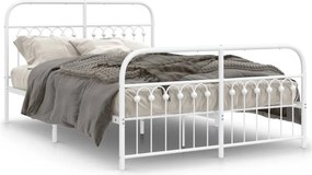 vidaXL Cadru de pat metalic cu tăblie, alb, 140x200 cm