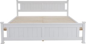 Pat cu lamele, lemn de pin/alb, 160x200, LUCAS NEW