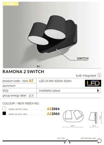Aplica perete LED design modern RAMONA 2 neagra