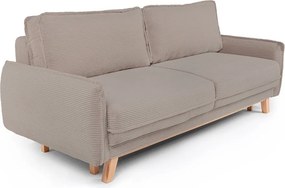Canapea taupe extensibilă/cu spațiu de depozitare cu tapițerie din catifea reiată 218 cm Tori – Bonami Selection