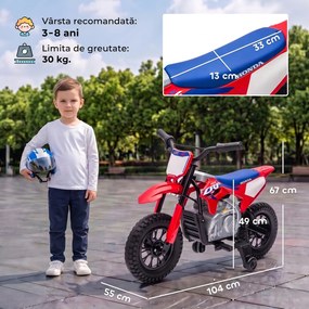 AIYAPLAY Motocicletă electrică pentru copii 3+ ani, Honda CRF 450R cu licență, 12 V, baterie cu litiu, suspensie, roșu | Aosom Romania