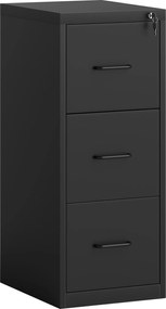 HOMCOM Dulap cu Sertare pentru Documente și cu o încuietoare, Bară Reglabilă, 36,5x46,2x99 cm, Negru | Aosom Romania