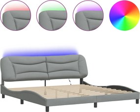 vidaXL Cadru de pat cu LED fără saltea Hvar Gri deschis 200x200 cm Material