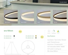 Lustra LED XXL circulara suspendata Ara 100cm, Gold