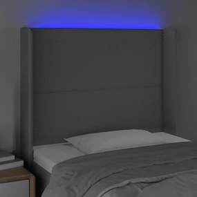 Tablie de pat cu LED, gri deschis, 83x16x118 128 cm, textil 1, Gri deschis, 83 x 16 x 118 128 cm