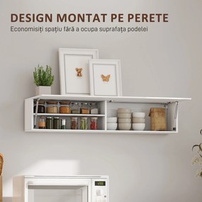 HOMCOM Dulap de Baie Montat pe Perete, Dulap Suspendat Modern cu Ușă Soft Close, 2 Compartimente și Raft Reglabil, pentru Living și Hol, Economisire Spațiu, 120x23x30 cm, Alb | Aosom Romania