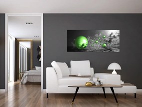 Tabloul bilelor verzi abstracte (120x50 cm)