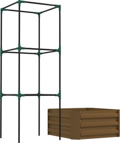 Outsunny Jardinieră înălțată cu grilaj, cutie de plantare cu suport de susținere, fund deschis, rezistent la intemperii, 61 cm x 61 cm x 140 cm, Braun | Aosom Romania