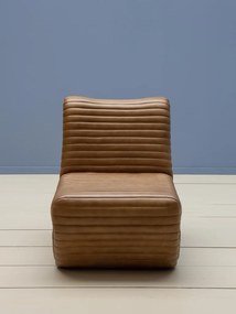Fotoliu din piele naturala maro cu cusături canelate, 71×59×84 cm, „Aston"