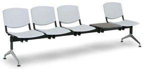 Bancă design plastic, 4 locuri + masă, neagră