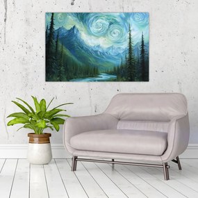 Tablou - Peisaj cu o adiere din Van Gogh (90x60 cm)