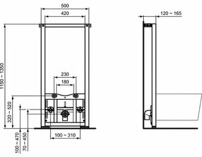 Cadru bideu Ideal Standard ProSys inaltime 115-135 cm