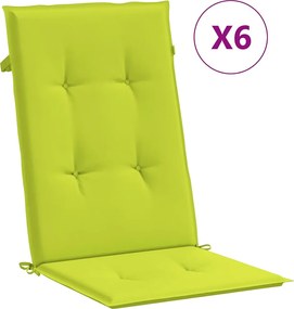 vidaXL Perne scaun cu spătar înalt, 6 buc., verde, 120x50x3 cm, textil