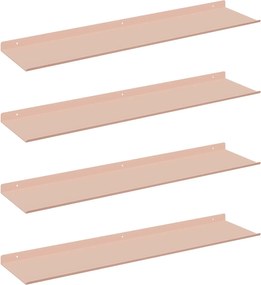 vidaXL Raft suspendat Pe perete 4 pcs Roz 80 x 18 x 2,5 cm Oțel