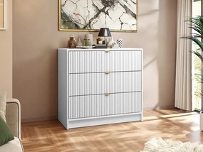 Comodă Rozoma 3SZ (Alb velvet + auriu) . 1103673