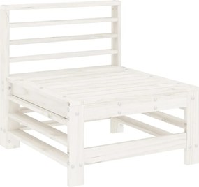 vidaXL Canapea de mijloc pentru grădină, alb, lemn masiv de pin