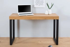 Birou design industrial Black Desk 120cm, negru/ stejar