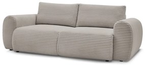 Canapea gri deschis/bej extensibilă cu tapițerie din catifea reiată 257 cm Lucien – Bobochic Paris