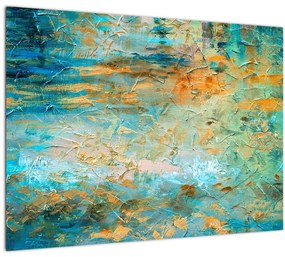 Tablou pe sticlă - Abstract albastru (70x50 cm)