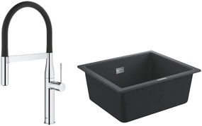 Set baterie bucătărie Grohe Essence 30294000, chiuvetă din granit Grohe K700 31654AP0