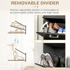 HOMCOM Dulap pentru Pantofi cu 2 Sertare pentru 10 Perechi de Pantofi, Mobilier cu Raft Reglabil, 54x24x82,5 cm, Negru | Aosom Romania