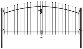 vidaXL Poartă de gard cu uși duble, cu vârfuri de suliță, 300 x 150 cm