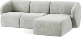 Colțar gri deschis cu tapițerie din chenille (cu colț pe partea dreaptă/cu șezlong) Lani – Makamii