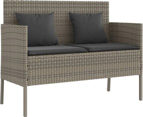 vidaXL Bancă de grădină cu pernă, gri, poliratan