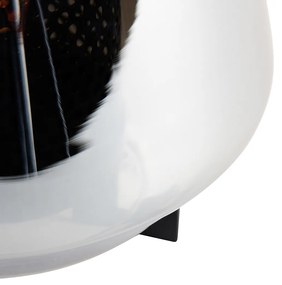 Lampă de masă Art Deco neagră cu sticlă fumurie 23 cm - Kevin