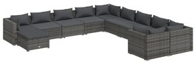 3102709 vidaXL Set mobilier de grădină cu perne, 11 piese, gri, poliratan