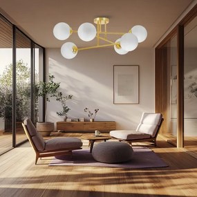 Lustră pe tijă 6xE27/35W/230V d. 80 cm auriu