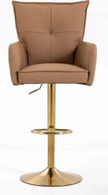 HR250W Scaun Piele Ecologică Premium Soft Culoare Caramel Bază Aurie