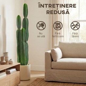 HOMCOM Plantă artificială cactus cu 3 tulpini din EVA, cu ghiveci din PP, decor pentru living, 25 x 25 x 111 cm, verde | Aosom Romania